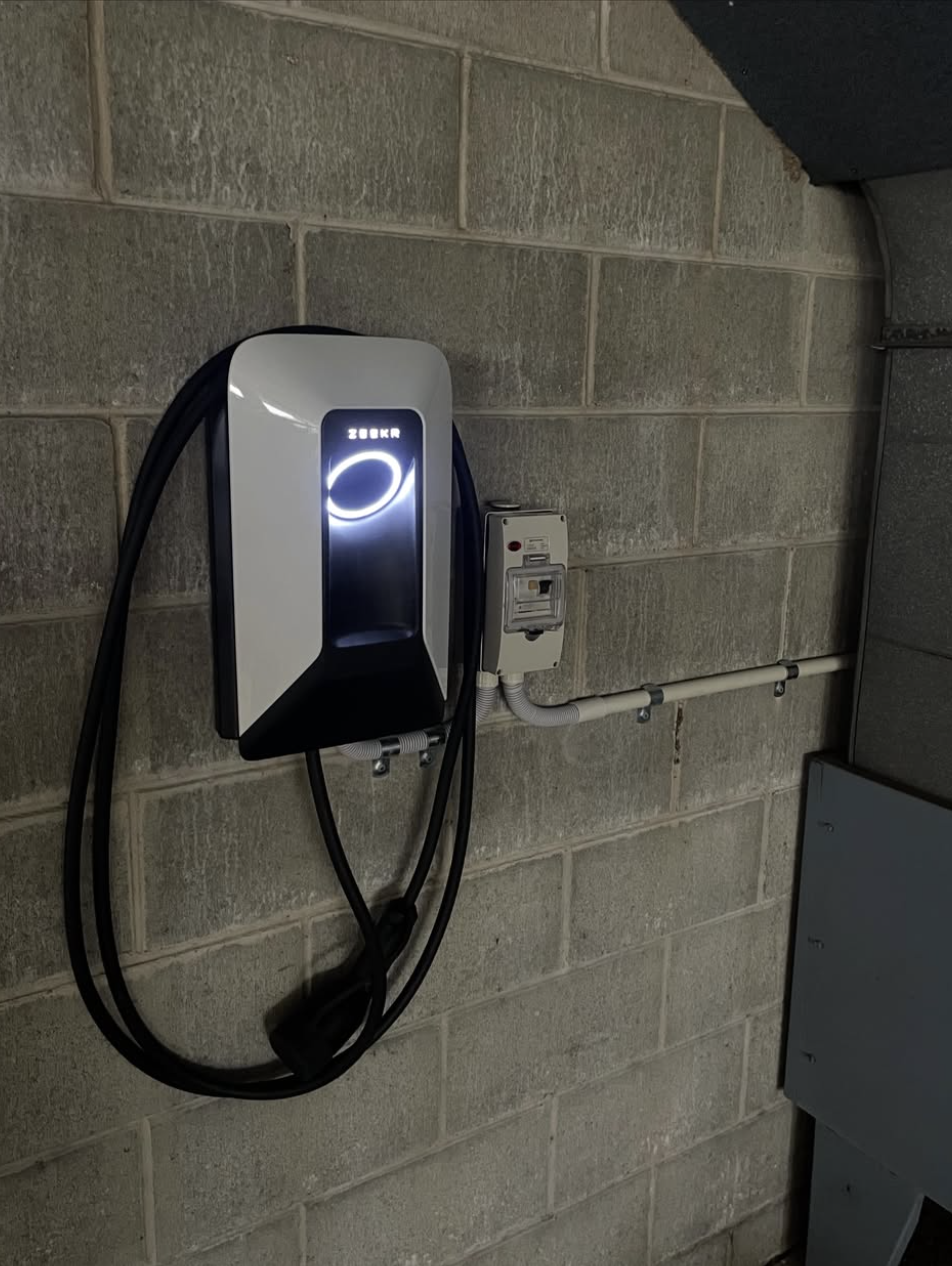 Wall-mounted EV charger installation